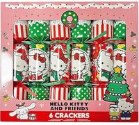 Hello Kitty Christmas Crackers 6 Pack - 30cm Luxury Festive Table Crackers with Hats Quiz Cards & Surprise Gifts - Fun Family Party Favour Decorations for Kids & Adults Holiday Dinner Celebrations