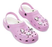 Hello Kitty Clogs Womens Teens Winter Fleece Lining & Removable Charms - Warm Slip On Garden Shoes with Strap (Pink, 4-5 UK)