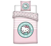 Hello Kitty Club Pink Mint Single Duvet Cover 140x200 + Pillowcase 65x65 | Reversible bedding | Polycotton quick dry Oeko-Tex | Official Sanrio | Girls & teens | Gift idea | Machine washable