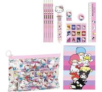 Hello Kitty Coloring Stationery Set - School Pencil Case Complete with Markers, Colored Pencils and Themed Accessories for Girls Fans of Sanrio's Cutest Character, Eva Hello Kitty, 22.0x14.0x0.5 cm