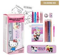 Hello Kitty Coloring Stationery Set - School Pencil Case Complete with Markers, Colored Pencils and Themed Accessories for Girls Fans of Sanrio's Cutest Character, Hello Kitty, 8.0x24.0x8.0 cm