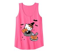 Hello Kitty Cute Witch Wizard Happy Halloween Tank Top, Women, Neon Pink, Large