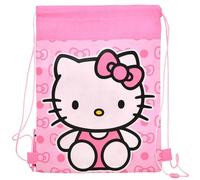 Hello Kitty Drawstring Bag, Pink with Bow Pattern, Non-Woven Fabric, Pink, Medium