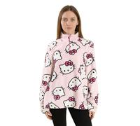 Hello Kitty Faces Womens Pink Jumper | Funnel Neck, Long Sleeve Fleece Top with Zipper | Casual Wear for Everyday Use | Cartoon Character Apparel Merch - X-Large