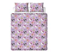 Hello Kitty Fleece Double Duvet Reversible Kids Bedding Set Purple Quilt Cover