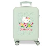Hello Kitty Floral Kitty Cabin Suitcase Green 33x50x20cm Rigid 2kg Combination Lock Side ABS 2kg 28L Hand Luggage, Green, One Size, Cabin Suitcase