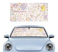 Hello Kitty & Friends Car Windshield Sunshade Cute Cutable Universal for Kuromi, Cinnamoroll, Pompompurin, My Melody, Accordion Design, Compact Vertical Folding
