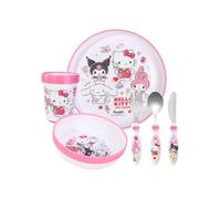 Hello Kitty & Friends Kids 6 Piece Dinner Set - Cup, Bowl, Plate & Cutlery | Lightweight & Kid-Friendly Dinnerware Set Includes Knife, Fork & Spoon, Plastic Tableware Set | Easy to Hold Design