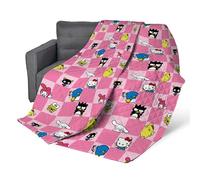 Hello Kitty & Friends Quilted Throw Blanket - Soft Checkered Pattern Fleece | Official Sanrio Blanket for Bed, Couch, or Gift | 60 x 80 Inches