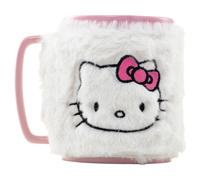 Hello Kitty Fuzzy Mug - Official Licensed Pink Ceramic Mug with Removable Plush Cover, 11oz (315ml), Kiln-Fired Finish