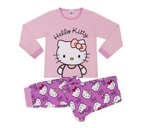 Hello Kitty Girls 100% Cotton Polar Fleece Face Long Pyjama Set - 9-10 Years 140cm Pink