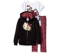 Hello Kitty Girls' 3 Piece Hooded Legging Set Clothing, Black, 16