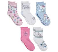 Hello Kitty Girls' 5 Pack Mid Crew Socks, Pink Light, 22-25 EU (Pack of 5)