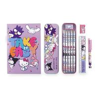 Hello Kitty Girls Kids Kawaii Stationery Set with 1x Notebook, x1 Sharpener, x1 Rubber, x1 Ruler, x1 Pen and Pencils School Stationary Set