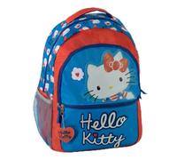 Hello Kitty Girls' School Backpack - Official Licensed Children's Backpack, 100% Polyester, Pink and Blue, Double Compartment with Zips, Front and Side Mesh Pocket, Back to School