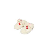 Hello Kitty Girls Slippers - Toddler Kids Cream Plush Indoor House Shoes with Soft Fleece Lining and Non Slip Sole (Off White UK 2-EU33)