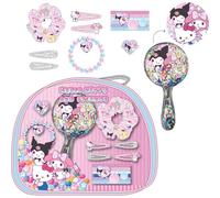 Hello Kitty Hair Accessories Glitter Hair Brush, Scrunchie, Clips, Bracelet & Cosmetic Bag Set for Girls