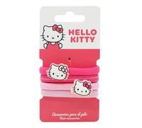 Hello Kitty Hair Elastic Ties - 4-Piece Set for Ponytails & Buns, Seamless, No Damage Bands Hair Accessories for Women & Girls, High Elasticity & Comfortable Hold for All Hair Types