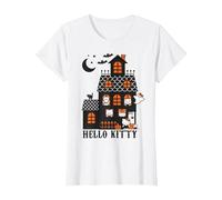 Hello Kitty Haunted House Halloween T-Shirt, Women, White, Small