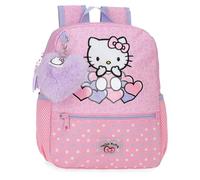Hello Kitty Hearts & Dots School Backpack Pink 23x28x10cm Polyester 6.44L, pink, Backpack 28
