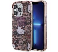 Hello Kitty HKHCP14XHDGPTP Case for iPhone 14 Pro Max 6.7 Inch Pink Hard Case IML Tags Graffiti