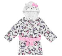 Hello Kitty Kids Fleece Hooded Dressing Gown - Super Soft Plush Spa Bathrobe with Pockets Sizes 4-10 Official Merchandise, Pink, 8