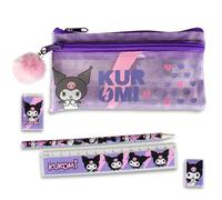 Hello Kitty Kuromi 5 Piece Stationery Set with Pencil Case, Pencil, Ruler, Eraser and Sharpener for Kids