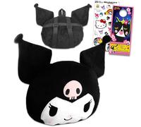 Hello Kitty Kuromi Plush Backpack Purse with Adjustable Straps, Black, 10" x 13", Daypack Backpack, Plush Backpack, Kuromi Plushie, Hello Kitty Gift Set