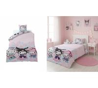 Aymax Hello Kitty and Friends Bedding Set, Single Bed, Reversible Duvet Cover 140 x 200 cm + Pillowcase 65 x 65 cm, Pink, Polycotton
