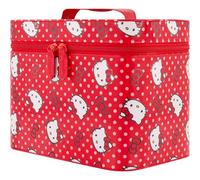 Hello Kitty Large Cosmetic Travel Case Organizer, Portable Makeup Box with Mirror and Dual Zipper, Red