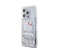 CG Mobile Hello Kitty HKHCP15LLIKHET Case for iPhone 15 Pro 6.1 Inch Silver Hard Case Liquid Glitter Charms Kitty Head