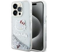 CG Mobile Hello Kitty HKHCP15LLIKHET Case for iPhone 15 Pro 6.1 Inch Silver Hard Case Liquid Glitter Charms Kitty Head