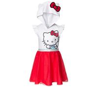 Hello Kitty Little Girls to Big Kids Mesh Tulle Sleeveless Dress, White, 6