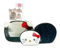 Hello Kitty Makeup Bag 3 Pc Set - Bundle with 3 Hello Kitty Cosmetic Bags for Makeup, Travel Size Toiletries, More Phone Wallet, Stickers | Hello Kitty Toiletry Bag for Girls, Women, Pink, Hello Kitty