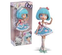 Hello Kitty Manga Doll Pretty Pink, Japanese Fashion Doll with Fashion Looks Manga, 19.5cm Figure with 15 Articulation Points, Blue Hair, Accessories Included, Famous (HKTF0300)
