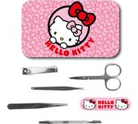 Hello Kitty Manicure Set with Metal Case, Nail Clippers, Scissors, Tweezers and Cuticle Tool - Personal Care Kit for Girls, Teens and Sanrio Fans