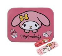 Hello Kitty Melody First Aid Plasters in Metal Tin Box, Two Sizes with Cute Hello Kitty Melody Design, Easy Removal & Skin-Friendly, Breathable Adhesive, 24 Plasters