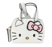 Hello Kitty Mini Character Bag Charm Cat Face Zipper Tote Keychain Purse (White)