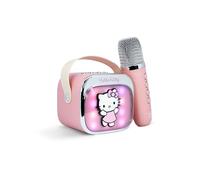 Hello Kitty Mini LED Wireless Karaoke Speaker with Bluetooth Microphone, Pink, Colour-Changing Lights