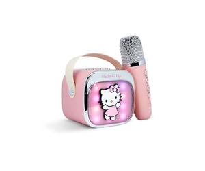 Hello Kitty Mini LED Wireless Karaoke Speaker with Bluetooth Microphone, Pink, Colour-Changing Lights