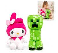 Hello Kitty My Melody & Minecraft Creeper Plush Toy Set, 30cm Hello Kitty Minecraft Creeper Soft Stuffed Teddy Bundle for Kids, Gamers, Collectors, Gift for Boys & Girls Ages 4+