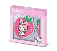 Hello Kitty My Melody Strawberry-Pack of Strawberry Diary + 6-Coloured Pen, Pink