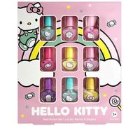 Hello Kitty Nail Polish Set 9pcs - Perfect For Sleepovers And Pamper Nights At Home, This Vibrant Set Includes 9 X Colourful Nail Polish Shades Featuring Adorable Hello Kitty Designs And Motifs