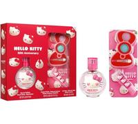 Hello Kitty Natural Kids Perfume & Makeup Gift Set - Eau de Toilette Spray 30ml, Lip Gloss & Eyeshadow Palette with Brush | Vegan & Dermatologically Tested | Safe Beauty Gift Set for Girls Aged 3+