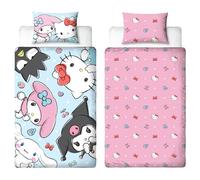 Hello Kitty Official Single Duvet Cover Set | Sugar Design | Reversible 2 Sided Bedding Cover | Official Merchandise Including Matching Pillow Cases | Polycotton | Multicolour