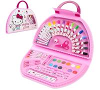 Hello Kitty Painting Art Set for Kids, Drawing Colouring Anime Stationery Art Supplies in Travel Carry Case, Kawaii Gifts for Girls (Pink Hello Kitty)