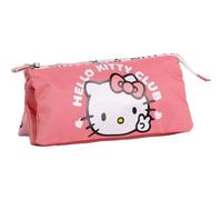 Hello Kitty Pencil Case 3 Compartments - Triple School Pencil Case with Zip Closure and Official Hello Kitty Design, Ideal for Storing Pen, Pencils and Stationery Accessories, Hello Kitty, licence