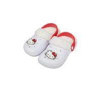 Hello Kitty Peppa Pig Girls Clogs - Kids Fur Lined Slippers with Back Strap - Comfortable Indoor Shoes or Outdoor Footwear for Toddlers (White UK 13-EU32)
