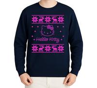 Hello Kitty Pink Christmas - Festive Christmas Clothing, Gift Idea, Merry Christmas, Xmas Design, Santa, Winter Jumper, navy blue, XL