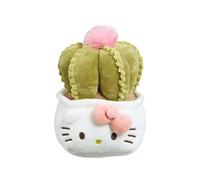 Hello Kitty Plants Plush, 20cm Pink Ribbon Cactus Soft Toy, Cute Hello Kitty in Green Cactus Outfit with Pink Bow, Official Licensed Plush Collectable, Suitable for Ages 4+